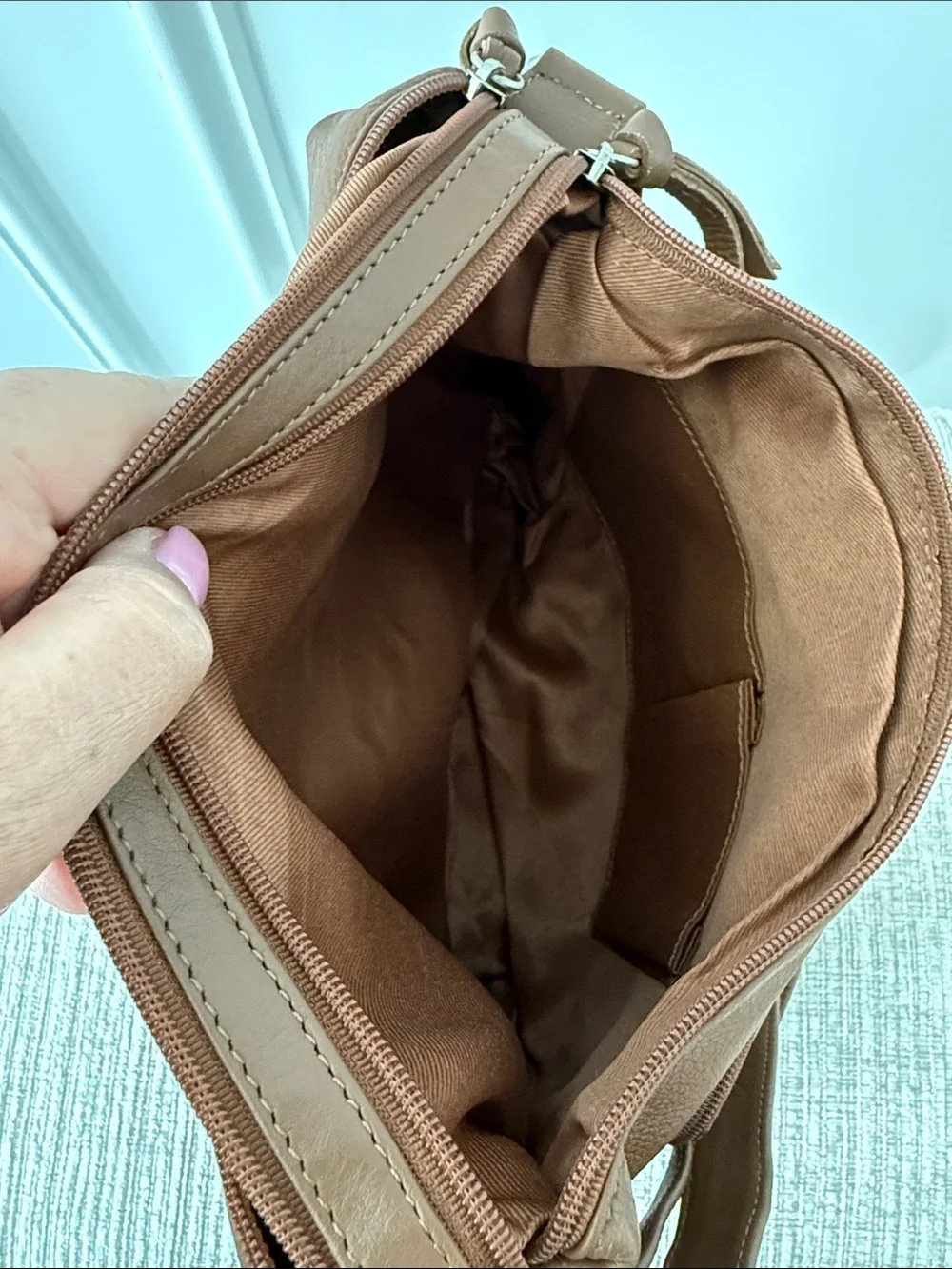 Great American Leather Works Brown Shoulder Crossbody Bag Purse Multi Pockets